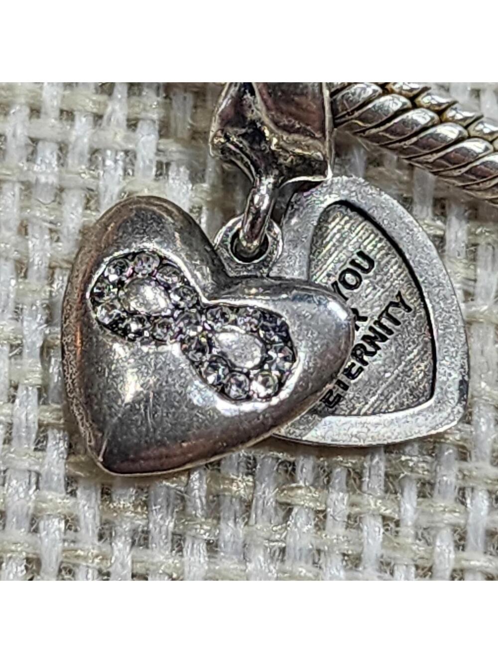 Heart-Shaped Infinity Charm with 'Love You For Eternity"